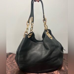 Michael Kors Fulton Large Black Leather Shoulder Bag 30H3GFTE3L